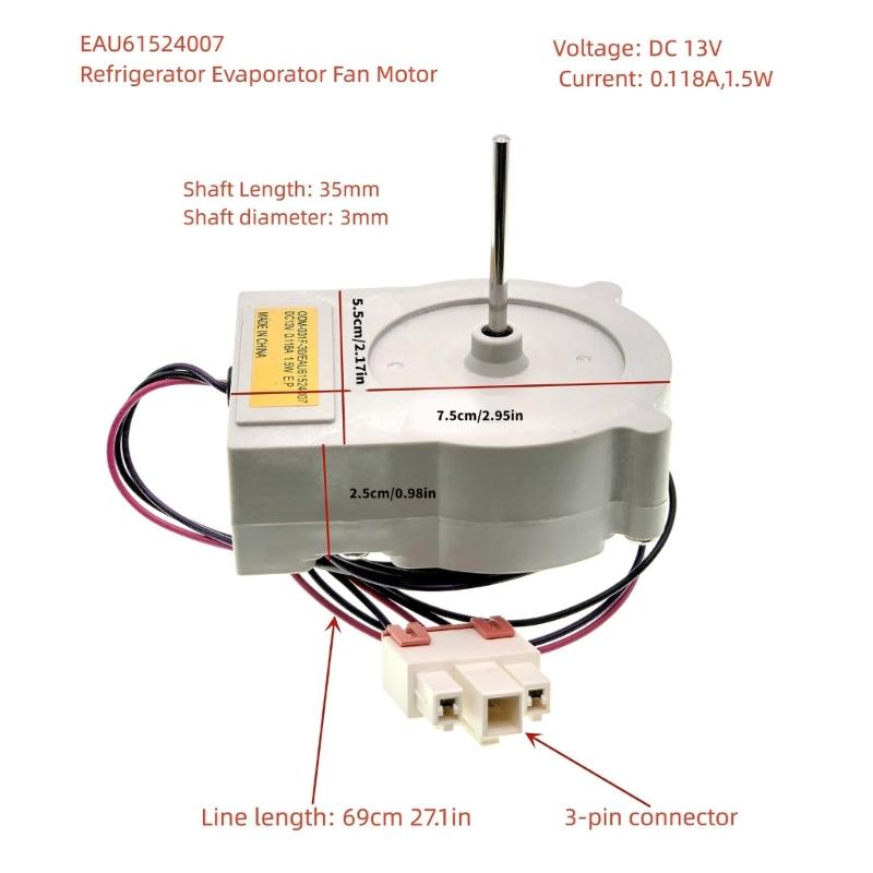 13V 1.5W 0.118A EAU61524007 Refrigerator Fan Motor Assembly For EAU60694510 AP5950081 PS10058947 Replacement Housing