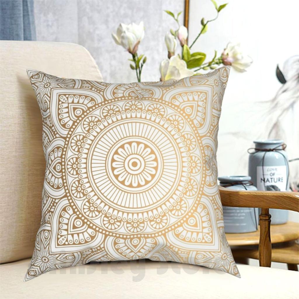 Mandala Gold Pillow Case Printed Home Soft DIY Pillow Cover Gold Mandala Pattern Spiritual Bohemic