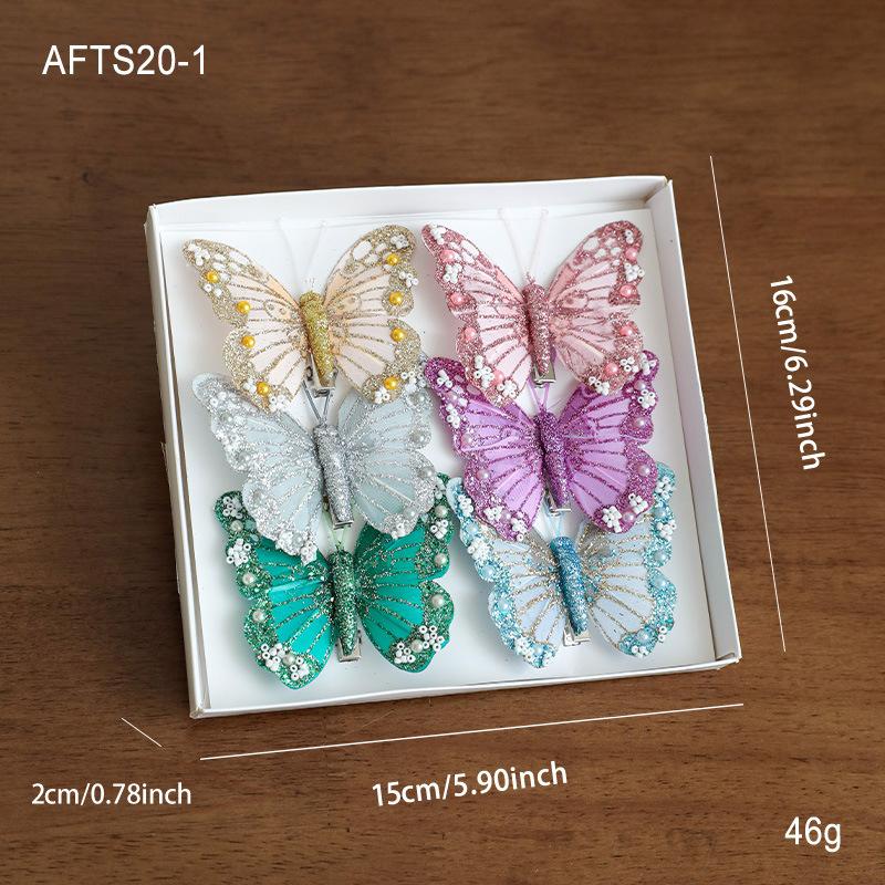 New Christmas decoration butterfly Christmas tree pendant glitter simulation butterfly scene atmosphere decoration butterfly