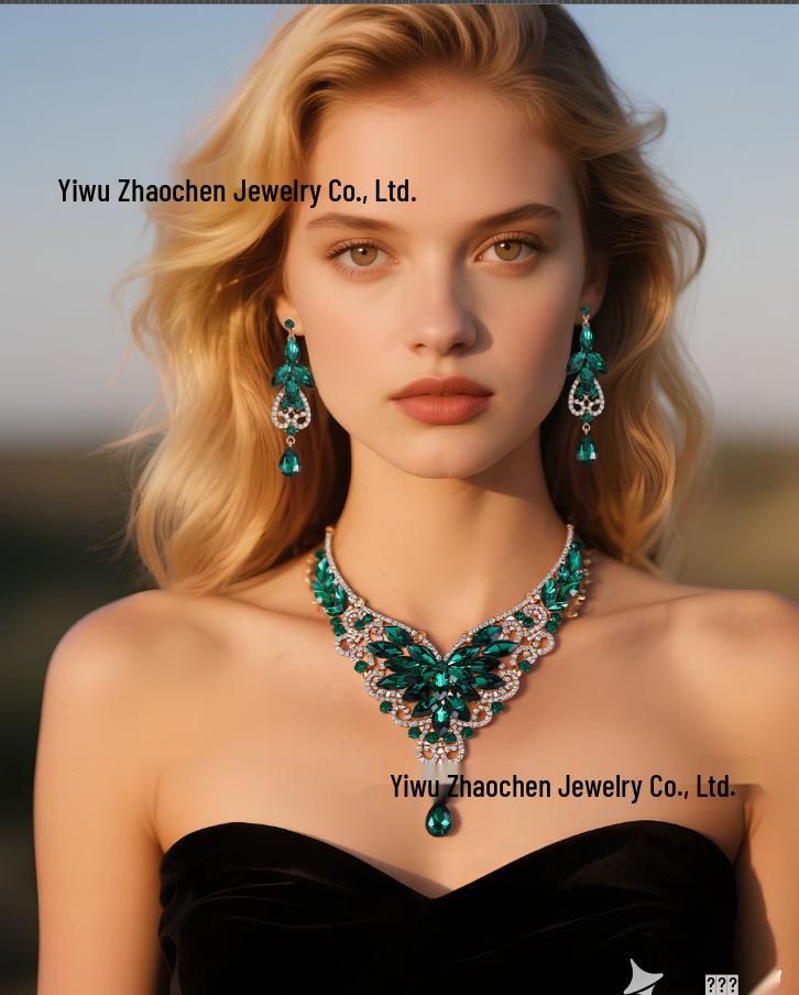 Set Colier Exagerat Retro cu Pietre de Cristal - Bijuterii Europene & Americane pentru Femei