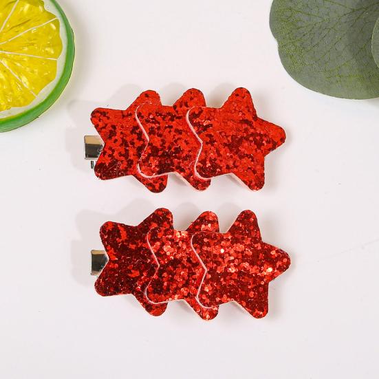 Girl Hairpin Sparking Sequins Star-Shaped Design Lightweight Hair Clip Easy One-Handed Operation Stable Clamping Non-Slip Hair Accessory