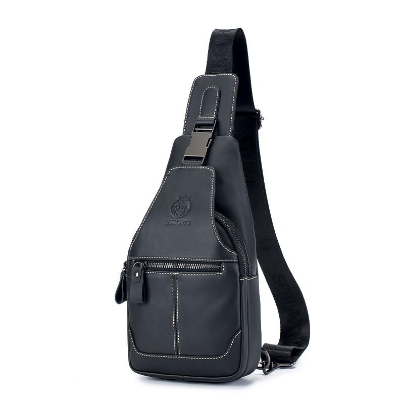 Genuine Leather Crossbody Bag, Retro Cowhide Men's Front Shoulder Bag