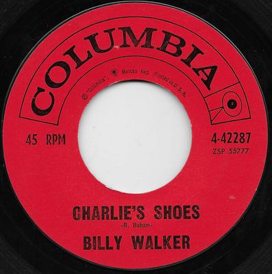 7inch Record BILLY WALKER - Charlie's Shoes / Wild Colonial Boy 442287 Columbia 1962 US Folk Used