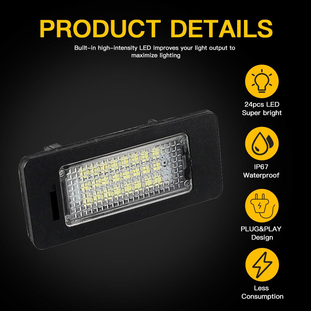 2 Stück Canbus LED Kennzeichenleuchte Weiße Birne für BMW E46 X5 E70 X6 E71 E72 E90 E92 E93 E91 M3 E39 M5 E60E61E82 Autozubehör