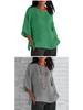 Women's Cotton Linen Three-Quarter Sleeve Shirt - Round Neck Top