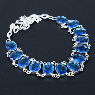 London Blue Topaz Necklace 925 Sterling Silver Necklace London Blue Topaz Gemstone Necklace Handmade Silver London Topaz Jewelry For Her