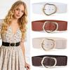 Adjustable Tying Pin Buckle Belt Elastic Leather Belt Women Waistband Belt  Dresses Accessory