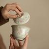 Ru Kiln Wisteria Flower Sancai Cover Bowl Chinese High-end Ceramic Tea Bowl Kung Fu Tea Set Cover Bowl Cup Single Tea Ware