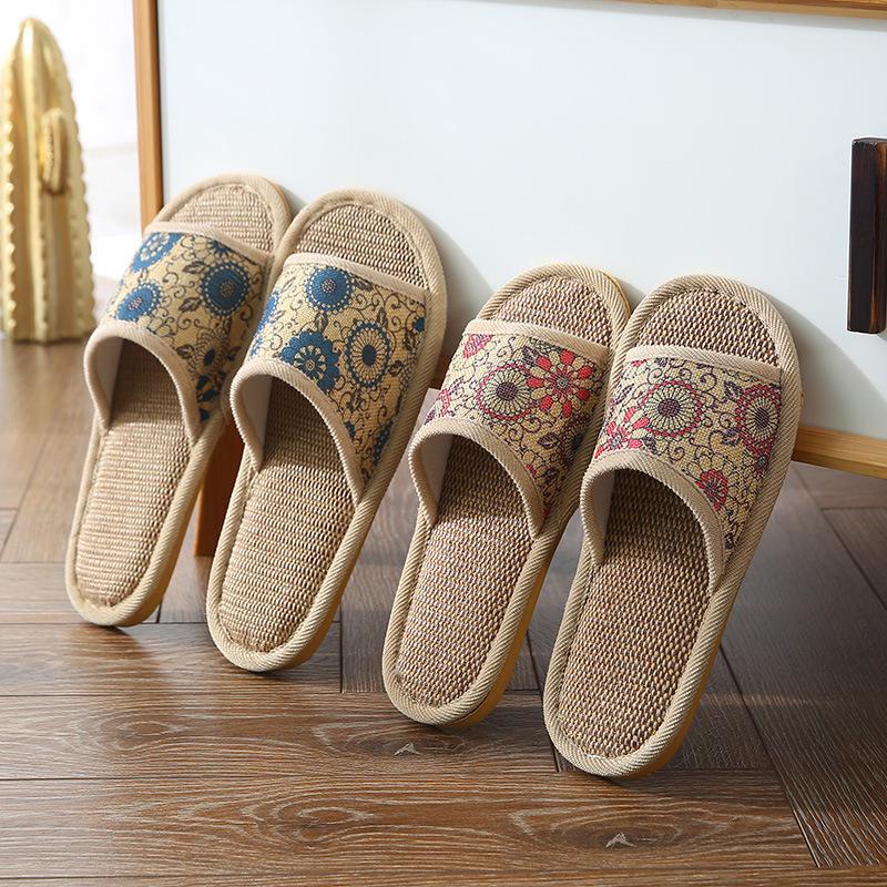 Women's & Men's Four Seasons Linen Slippers, Non-Slip Indoor Soft Soles, Cute & Cool for Spring and Autumn
