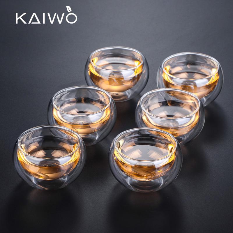 Double-Layer Heat-Resistant Glass Tea Cup with Handle for Kung Fu Tea