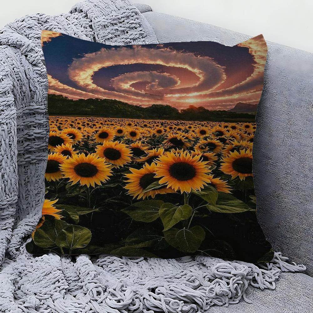 Nature Blue Sky Cloud Sunflower 45*45cm Cushion Cover Pillow Cover Decor Pillowcase Home Pillowcase For Couch Pillow