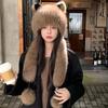 Ladies Hat New Fox Hair Integrated Cat Ears Autumn and Winter Warm Thickened Fashionable Versatile Ear Protection Cute Plush Hat