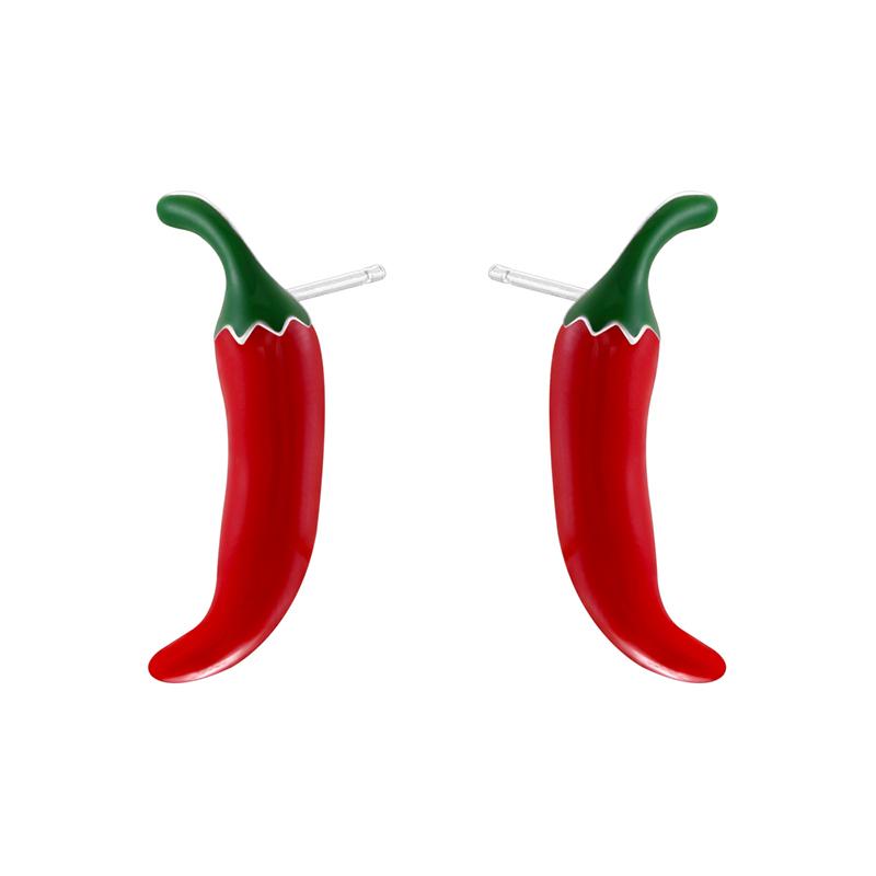 ZHUKOU Enamel Oil Drop Red Big Pepper Earrings Personality Europe And The United States Wind Women's Earrings:VE1639