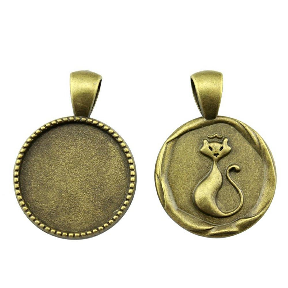 10 Stück 20mm Innenmaß Antik-Bronze Farbe 34 Stil Cabochon Fassung Anhänger Passend für 20mm Glas Cabochon