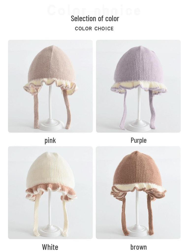 Entzückende winddichte Baby-Strick-Turbanmütze mit Kälteschutz