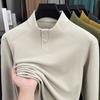 2026 Mens Casual Stand Collar Solid Color Long Sleeve Sweatshirt Versatile Trendy Top
