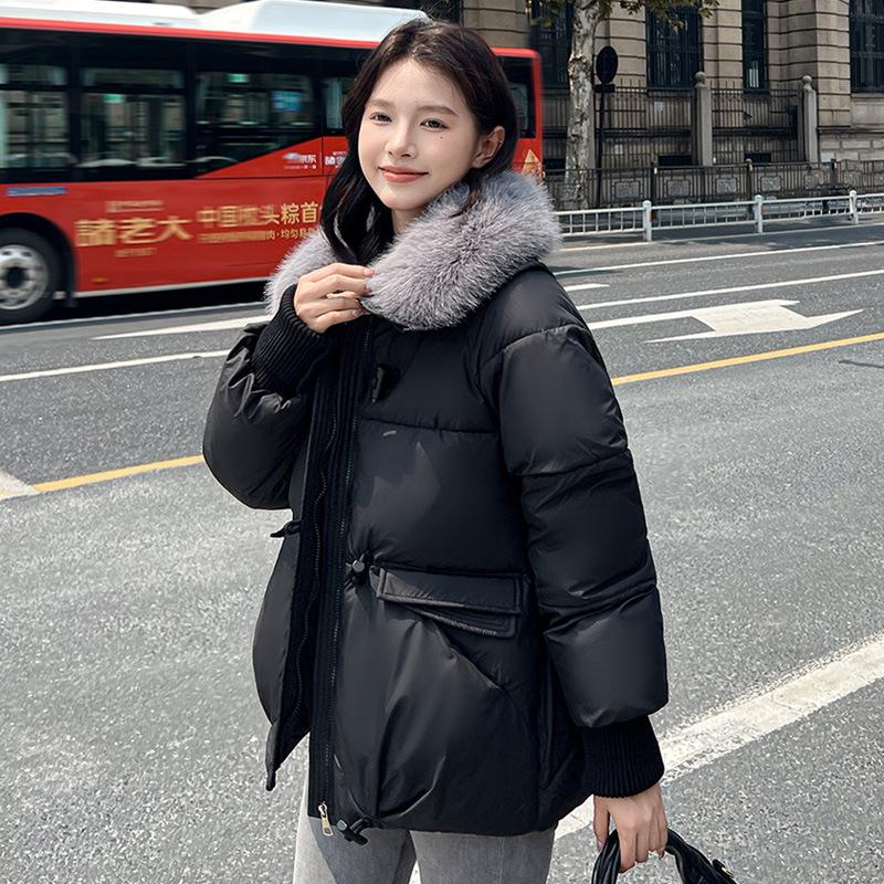 

Women s Down Jacket Oversize Fox Fur Thickened WarmOuterwear 2XL