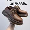 Spring and Summer Men's Trend Casual Versatile Retro British Style Brown Korean Version Fashion Retro Big Head Shoes 33589-A