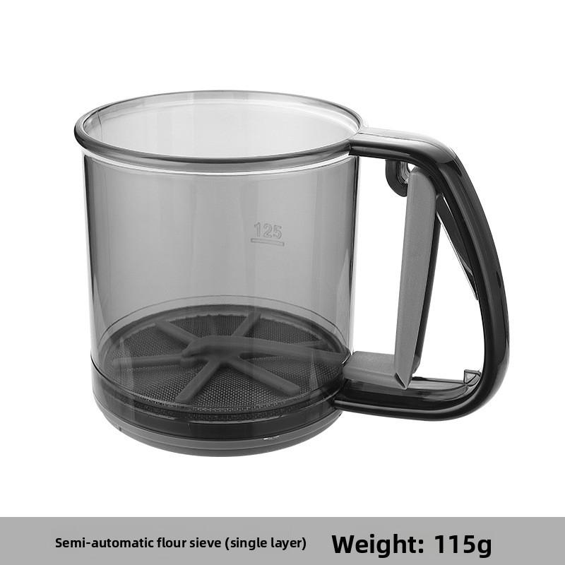 

Double-layer semi-automatic flour sieve household handheld filter screen dusting leakage screen baking tool