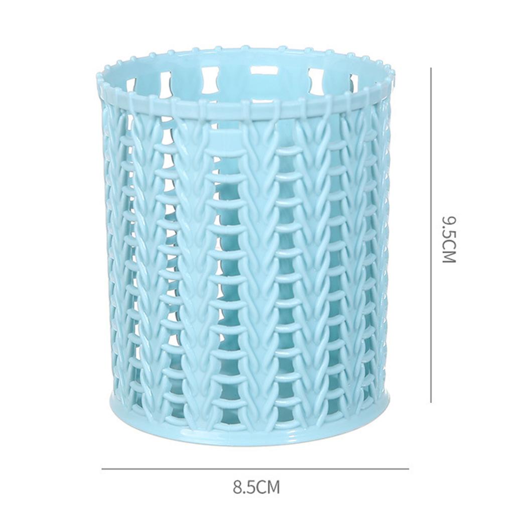 Stifthalter mit Hohlmuster, große Kapazität, Rattan-Stil, Schreibtisch-Aufbewahrungsbox für Studenten, blau