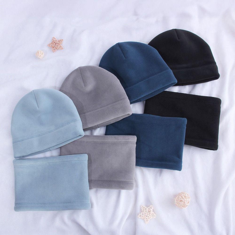Cartoon Children Hat Scarf Set Solid Color Kids Beanies Sets Winter Season