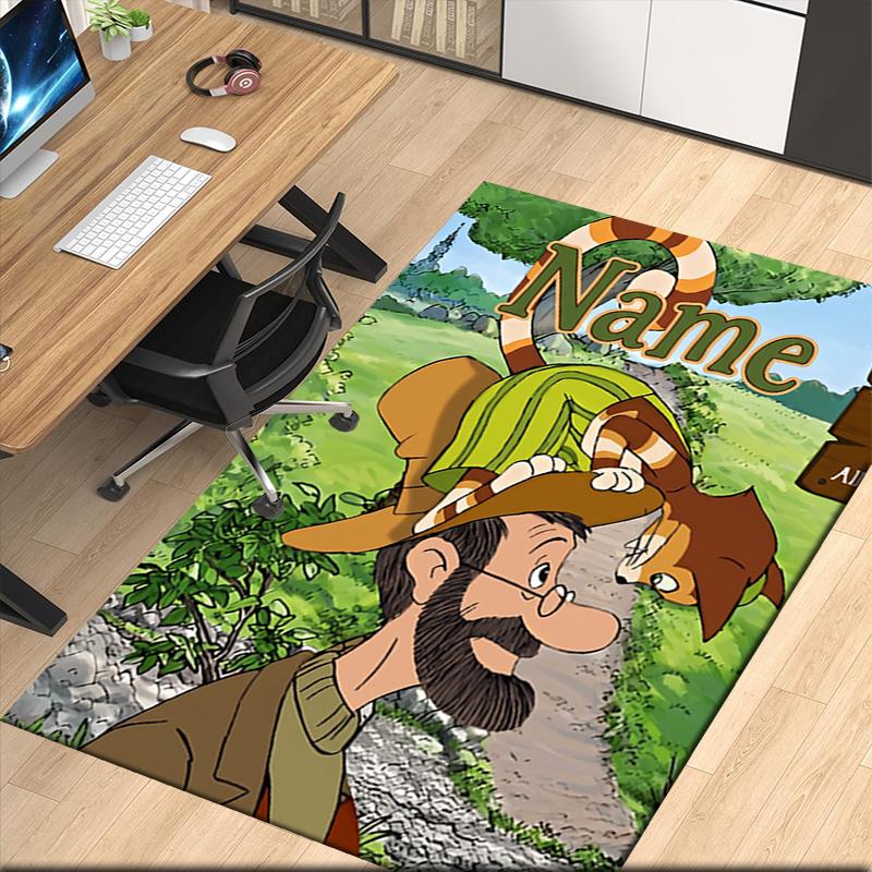 Custom Name Pettson and Findus Printed Carpet, Rug for Office Chair Living Room Bedroom Kitchen Room Decor Gifts.