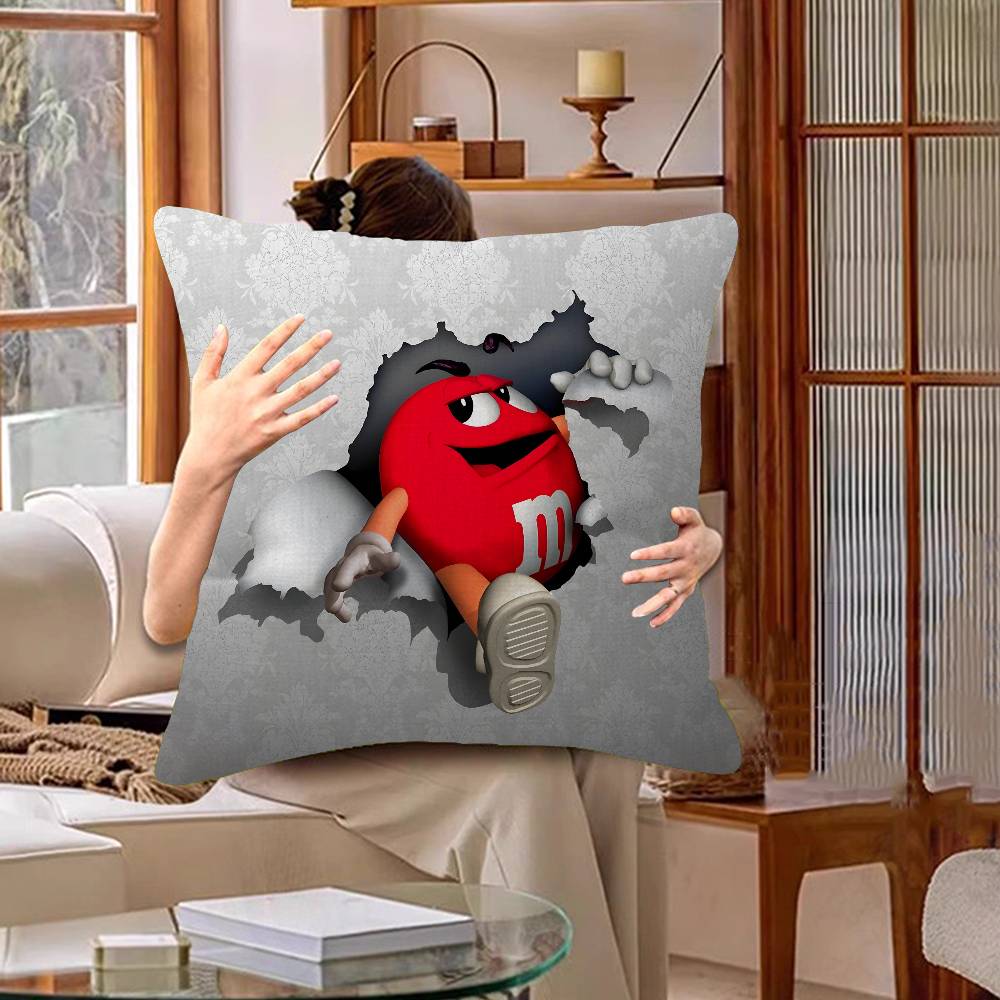 M&Ms Chocolate Office Cushion Pillowcase Car Cushion Cover45X45Cm Lumbar Pillowcase Sofa Pillowcover