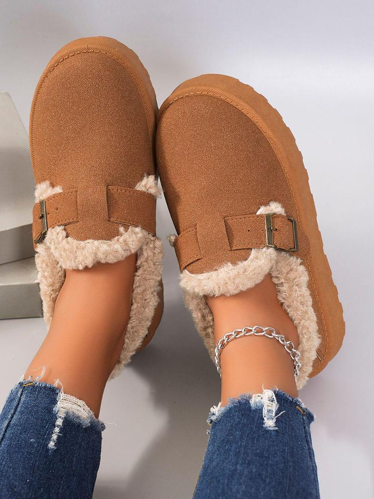 Women's Retro Snow Boots Fleece-lined Moccasins, 2025 Thick-soled Slip-on Winter Shoes.