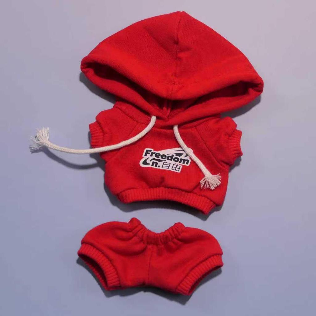 Labubu Hoodie Set: Einfarbige Puppenkleidung mit Anhänger für Erste & Dritte Generation, 17cm austauschbare Plüsch-Merchandise.