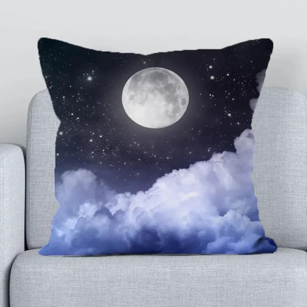 Forest Moon Pattern Decorative Pillow Cover Car Sofa Square Cushion Pillow Cover