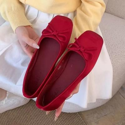 2025 Neue Frühling Eckige Zehenpartie Damen Ballerinas Flach Schlupfschuhe Damen Lässige Ballerinas Weiche Sohle Eelgant Bequeme Kleiderschuhe