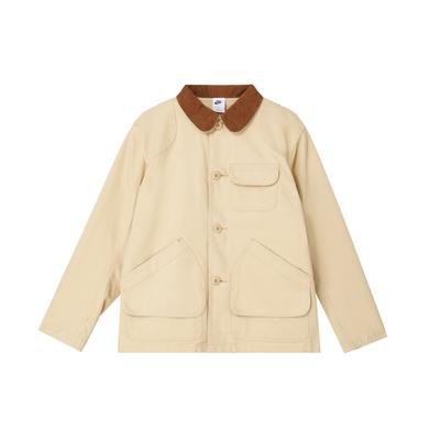 Fleecegefütterte Stall-Logo Design Knopfleiste Komfortjacke Herrenjacken Sesamgelb FZ0133-252