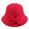 Premium women's wool hat, bow bowl hat, faux wool vintage pot hat JDL-