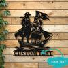 Plaque Métallique Personnalisée Bateau Pirate Décor Mural Rétro Nautique pour Maison Bureau Man Cave
