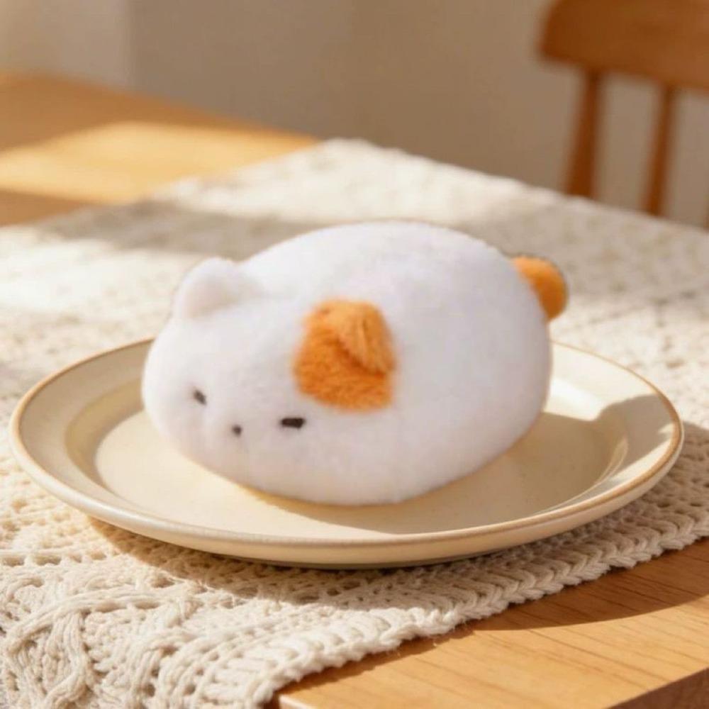 Cartoon Round Drum Cat Plush Toy Fluffy Soft Calico Cat Plush Wrist Gift for Children