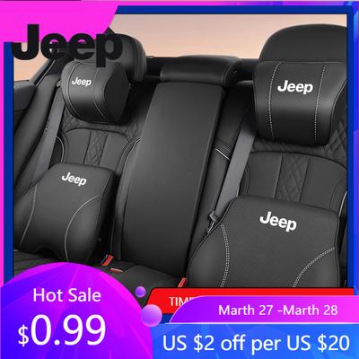 Für Jeep Auto Nackenkissen Schutz Lendenwirbelstütze Leder Kopfstütze Für Jeep Grand Cherokee Wrangler Gladiator Compass Renega