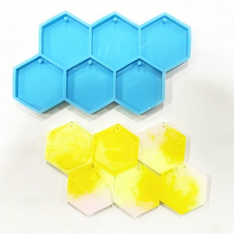 Hexagon Earring Silicone Mold Glossy Earring Pendant Jewelry Resin Mold Keychain Pendant Epoxy Casting Mold Tool