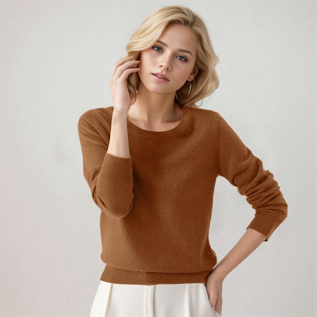 Pullover Sweaters For Women Round-neck Classic Long Sleeve Breathable Loose Soft Cozy Knitted Sweater Tops