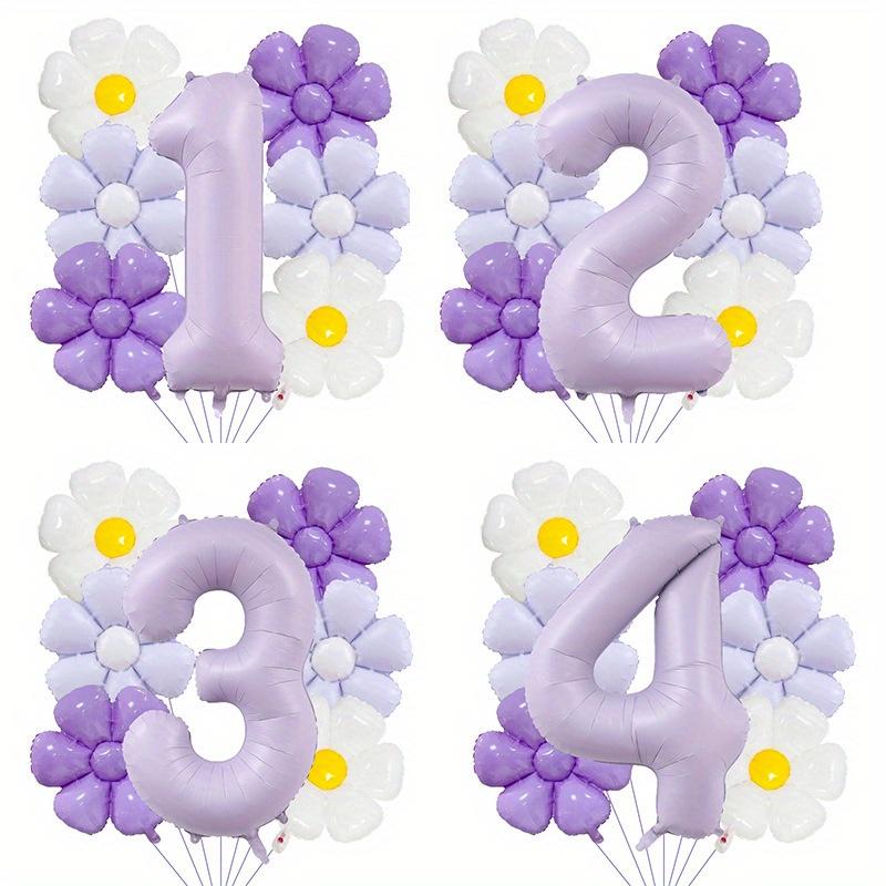 7pcs Matte Finish Daisy Balloon Number Wedding Decor Birthday Party Decoration Aluminum Foil Balloon Baby Shower Decorations