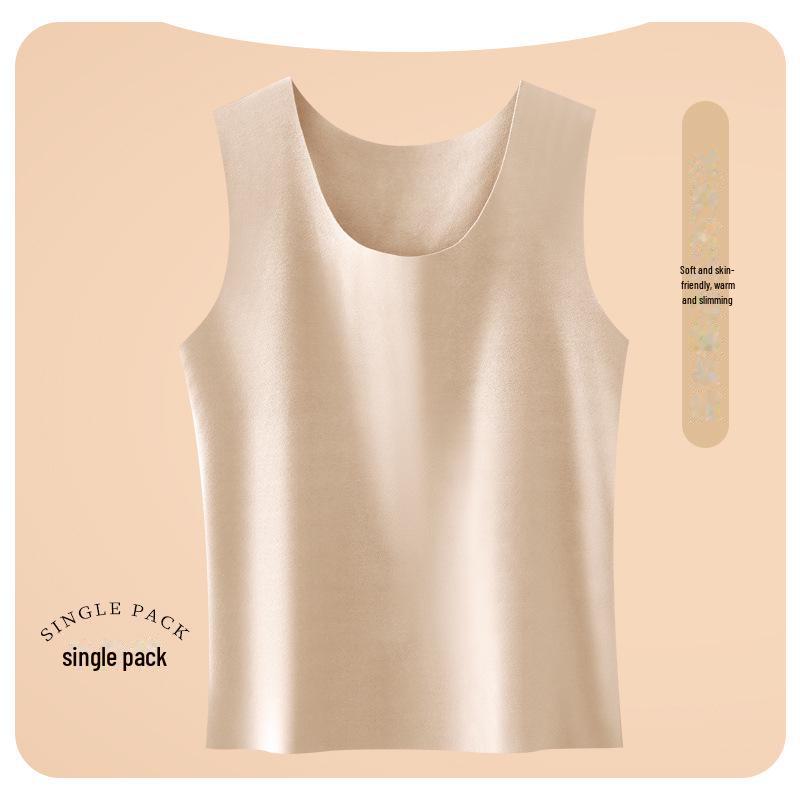 Men's Seamless Slim Fit German Velvet Warm Vest, Autumn/Winter, Large Size, Sports Base Layer with Patch.