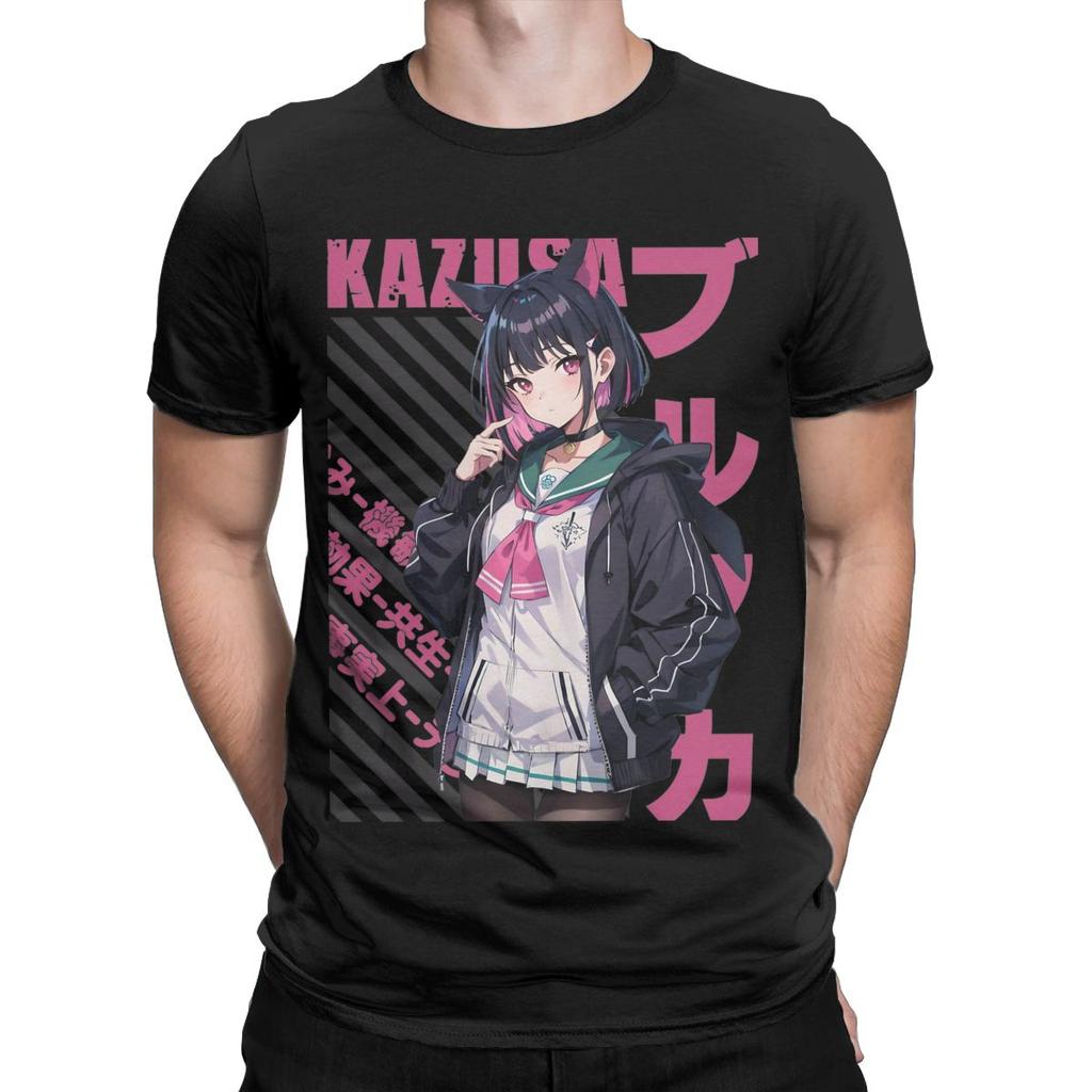 Blue Archive Kyouyama Kazusa Men T Shirts Anime Funny Tee Shirt Short Sleeve Round Neck T-Shirt Pure Cotton Printing Tops