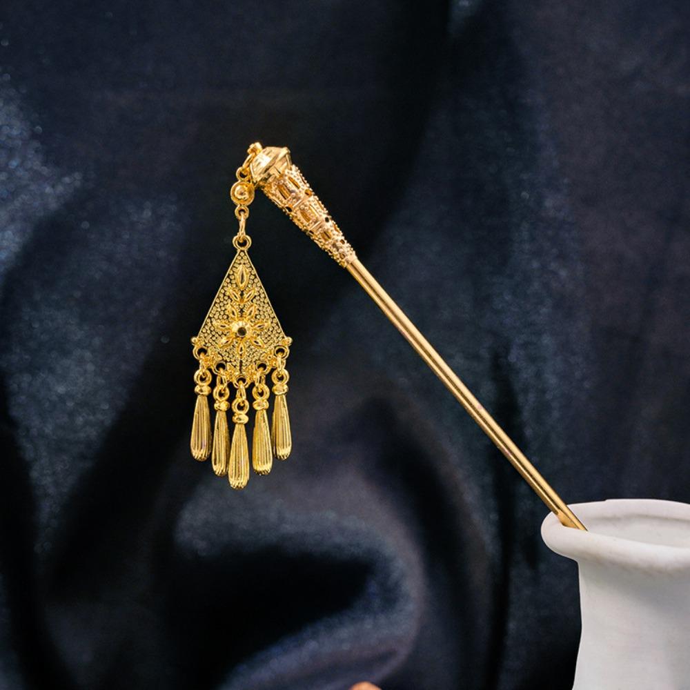 Ethnic Style Golden Tassels Hair Fork Ancient Ethnic Style Hair Sticks  Festival