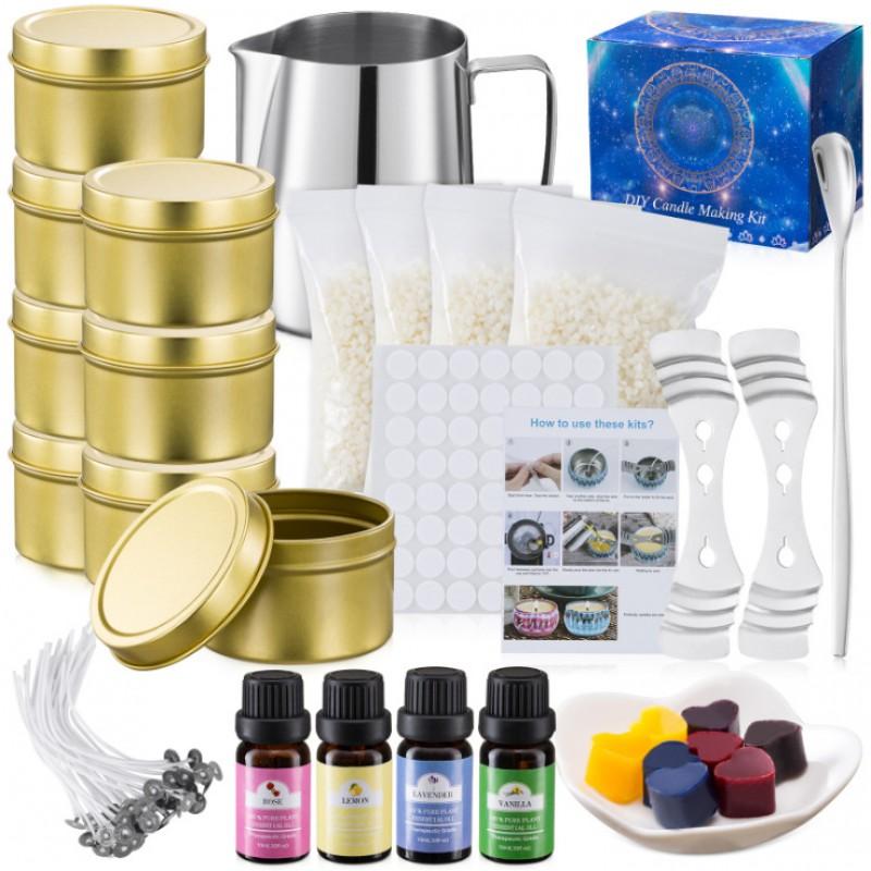 DIY Scented Candle Making Kit With Tin Container Beeswax Soy Wax Options Home Crafters