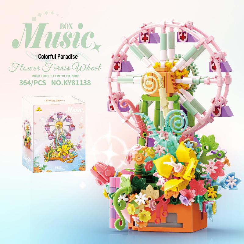 Kai Zhi Educational Ferris Wheel Music Box Toy for Kids - Colorful Building Blocks Model