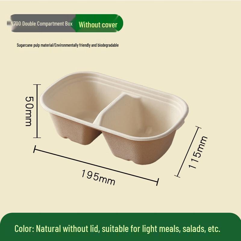 

OLOEY 700ml Disposable Sugarcane Pulp Lunch Boxes - 50 Pack