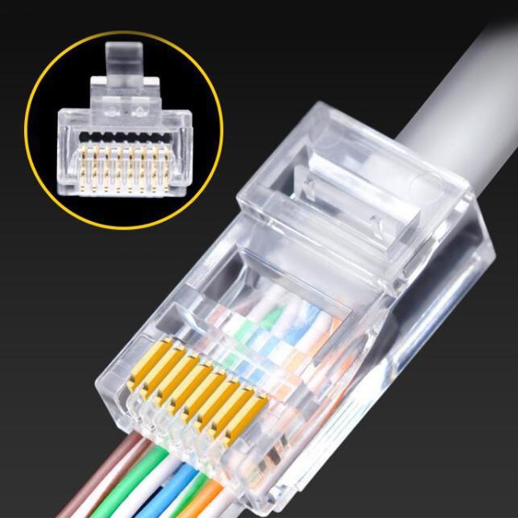 Cat6 RJ45 Ethernet Connectors, UTP Networking Cable Crimp Ends For 24-26AWG Networking Wire Passthrough Ethernet Connect