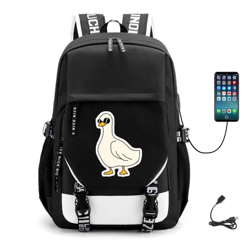 Multifunctional Goose Backpack Large Capacity Student Bag Leisure Travel Usb Computer Bag