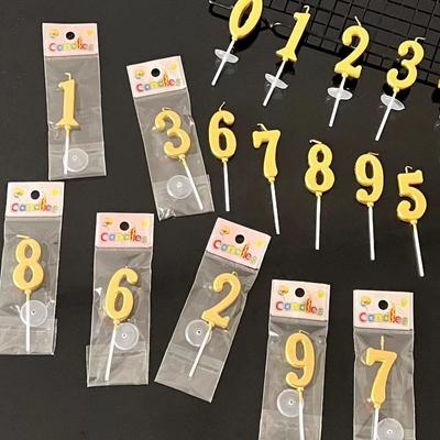 Goldene Zahlen-Kerzen für Kuchen – Einzeln verpackt, Langer Stiel, Gebogen für Geburtstage, Jubiläen, Desserts oder Partydekorationen