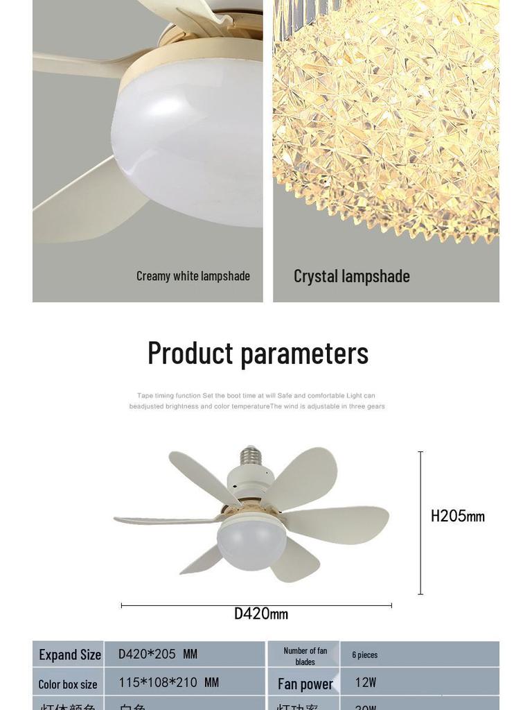 Ferngesteuerte LED-Blumen-Ventilatorleuchte mit E27-Sockel und stufenloser Dimmung für Zuhause