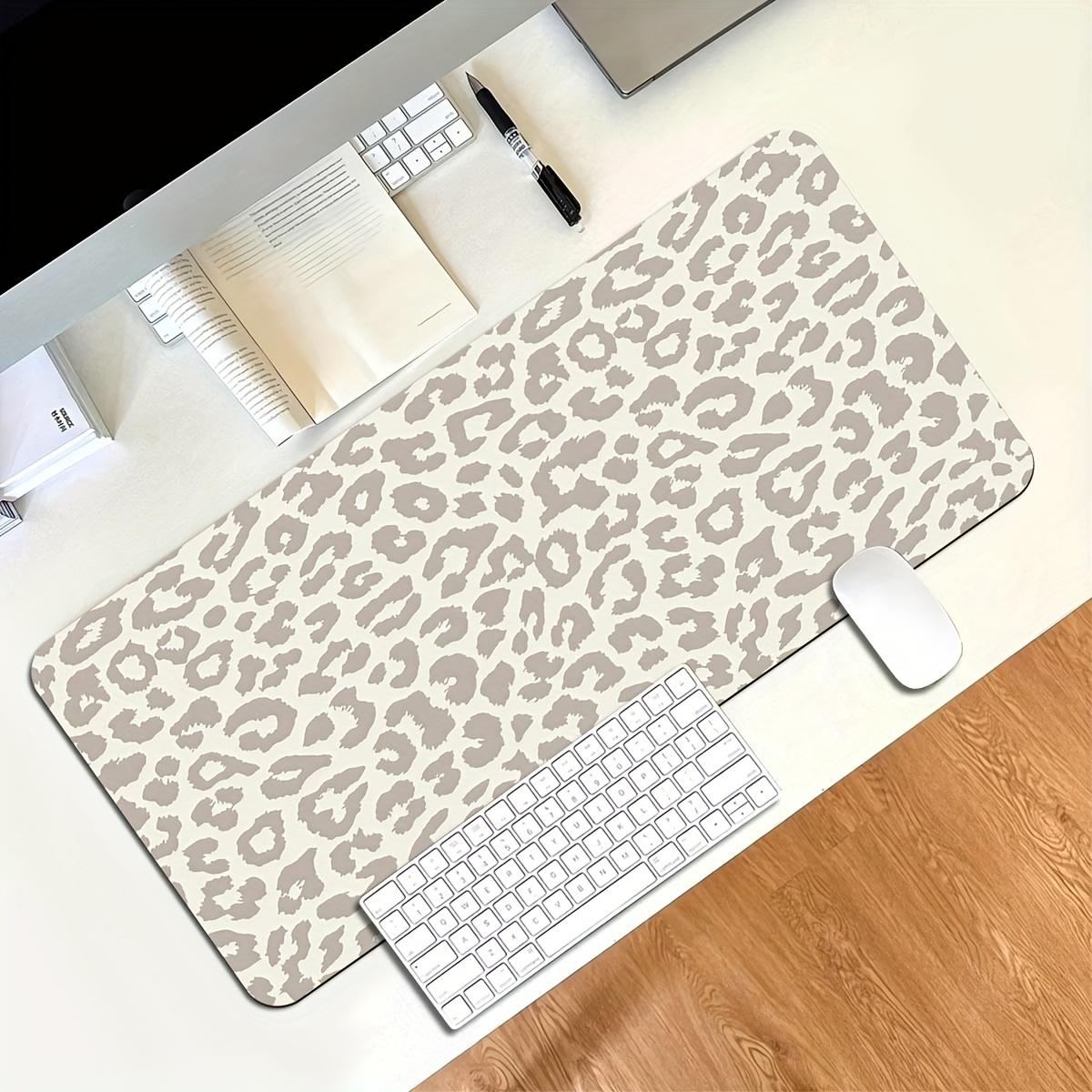 XXL Computertastatur und Mauspadd Beige Braun Leopard Büro Zuhause Gaming-Setup Gaming-Schreibtischunterlagen Zubehör Teppich Mauspadd 800x300x2mm gray